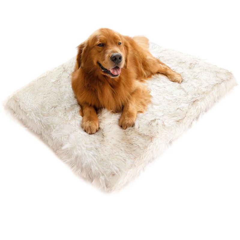 PAW BRANDS PupRug Faux Fur Orthopedic Dog Bed - Rectangle White with Brown Accents (Large/Extra Large (50" L x 35" W)), 3 of 9