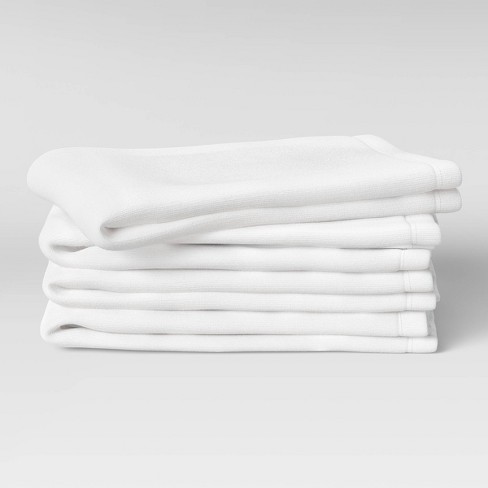 Ribbed Bar Mop White Organic Cotton Dish Towels, Set of 4