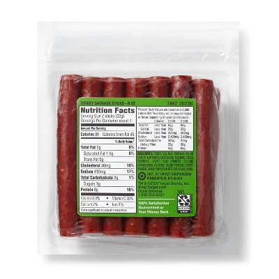 Turkey Sausage 8g Protein Snack Sticks - 8oz - Good & Gather™