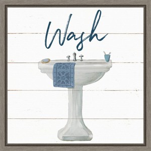 Amanti Art 16"x16" Cottage Bath I by Wild Apple Portfolio Framed Canvas Wall Art Print: Modern Decor, Polystyrene Frame - 1 of 4