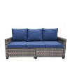 Nertpow 3 Piece Patio Furniture Set - PE Wicker Long Sofa with Barrel-Shaped Design - Durable, Comfortable and Stylish Outdoor Seating Solution,Blue - 2 of 4