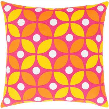 Mark & Day Zeldert 22"L x 22"W Square Pillow Cover Down Insert Modern Bright Pink Throw Pillow