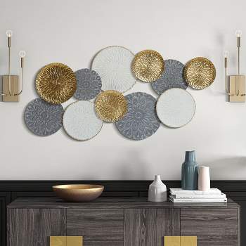 LuxenHome 48" W Connected Circles Metal Wall Decor Sculpture Multi-Color