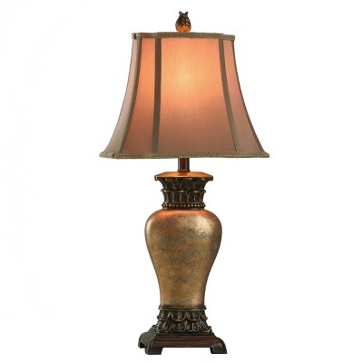 Bronze Gourd Shape Table Lamp with Bell Shade