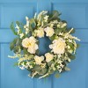 Northlight Peony, Rose and Mixed Foliage Artificial Spring Wreath - 20" - 2 of 4