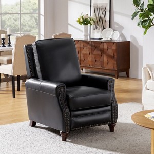 Theresa Transitional Style Upholstery Genuine Leather Recliner with Nailhead Trim for Living Room and Bedroom| ART OF LIVING DESIGNS - 1 of 4