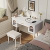 VYNXARIA Elegant Vanity Makeup Table & Chair Set, Modern Dressing Table with Organizer, Writing Desk, Charging Port, White - 3 of 4