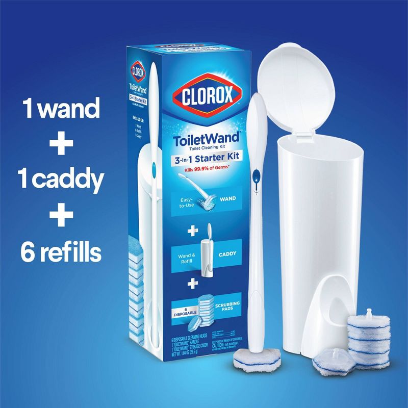 Clorox ToiletWand Disposable Toilet Cleaning System - ToiletWand Storage Caddy and 6 Refill Heads, 5 of 15