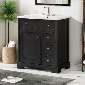 NicBex 30" Bathroom Storage Cabinet with Sink, Morden Bathroom Vanity, 1 Spacious Cabinet Door and 2 Drawers for Bathroom - 1 of 4