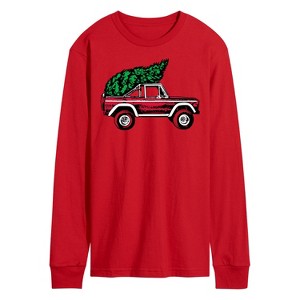 Men's - Instant Message - Vintage Truck With Christmas Tree Long Sleeve Graphic T-Shirt - 1 of 3