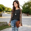 Anna-Kaci Women's Long Sleeve Pullover Shirt with Leopard Print Contrast Panels and Crew Neck - 4 of 4