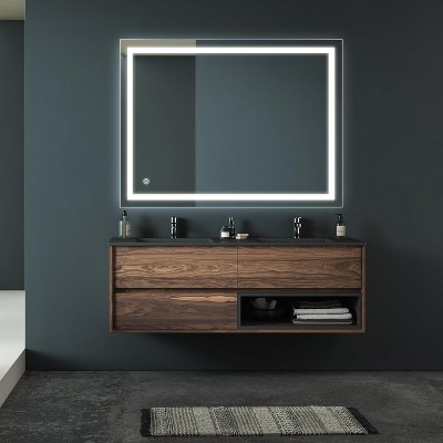 32x24 Inch LED Bathroom Vanity Mirror 3 Colors Dimmable Wall Mounted Makeup Mirror with Wall Switch Control Waterproof Anti-Fog Bathroom Mirror