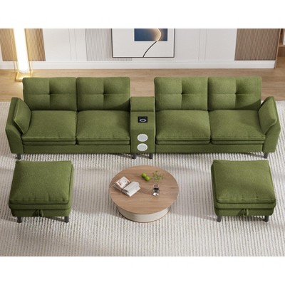 Vipbear 115 "Modular combination sofa with Bluetooth speaker and USB charger, cloud sofa with LED lights, for living room, apartment