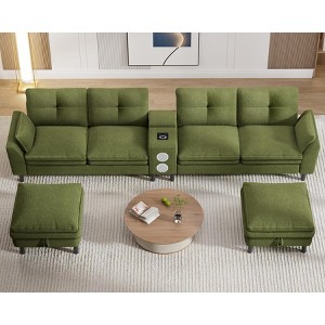 Vipbear 115 "Modular combination sofa with Bluetooth speaker and USB charger, cloud sofa with LED lights, for living room, apartment - 1 of 4