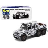 Mercedes Benz G63 AMG 6x6 Pickup Truck with Spotlight Black and White Camo 1/64 Diecast Model Car by Era Car