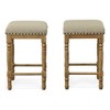 Carolina Living Brittany Deluxe  Barstools - Set of 2 -Vintage Honey - Linen Upholstery - 2 of 4