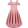Arshiner Girls Summer Dress Off Shoulder Flutter Sleeve Midi Swing Cassual Formal Dresses with Pocket - 2 of 4