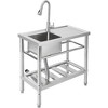 Garvee Freestanding Sink With Faucet and Drainboard, Station Sink With Storage Shelves,for Restaurant,Cafe,Bar,Hotel,Garage,Laundry Room - 2 of 4