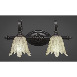Toltec Lighting Elegante 2 - Light Vanity in  Dark Granite with 7" Vanilla Leaf Shade - 1 of 1