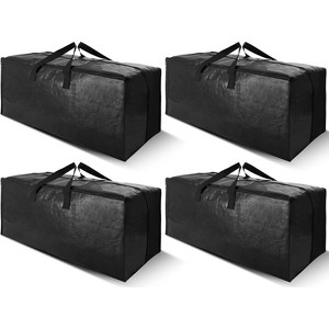 4 Pack Heavy Duty Extra Large Moving Bags with Backpack Straps - Strong Handles & Zippers, Storage Totes (X-Large-Set of 4, Black - 1 of 1
