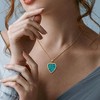 EVERLY JEWELRY | Yellow Silver 4 1/4ct TGW Composite Turquoise and Created White Sapphire Heart Halo Pendant with Chain, 18 inc + 2 inc - 4 of 4