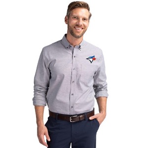 Toronto Blue Jays Cutter & Buck Stretch Oxford Mens Big and Tall Long Sleeve Dress Shirt - 1 of 1