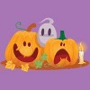 Girl's Design By Humans Halloween Cartoon Pumpkins And Ghost By VectorVillain T-Shirt - 2 of 3