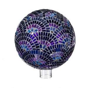 10" Gazing Ball, Mosaic Blooming, Purple - 1 of 4