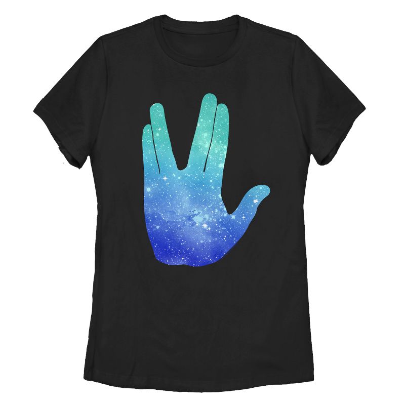 Women's Star Trek Spock Galactic Vulcan Salute T-Shirt, 1 of 4