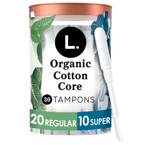 L . Organic Cotton Full Size Multipack Tampons - Regular/Super - 30ct - 1 of 4