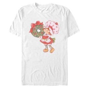 Mens Strawberry Shortcake Retro Christmas Wreath T Shirt - 1 of 4