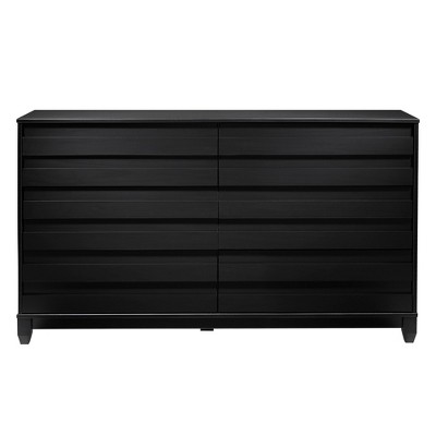 PAGED Drawer Dresser with Black Handles Modern Chest of Drawers with Paper Lamination Finish for Living Room, Hallway, Office