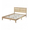 KIGFTSOD Queen Size Rubber Solid Wooden Bed with Rattan Headboard - 4 of 4