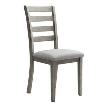 HOMES: Inside + Out Set of 2 Windsong Ladder Back Cushioned Dining Chairs Gray