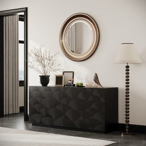 Accent Storage Cabinet, Modern Buffet Sideboard Console Table with 4 Doors and Adjustable Shelves - 1 of 4