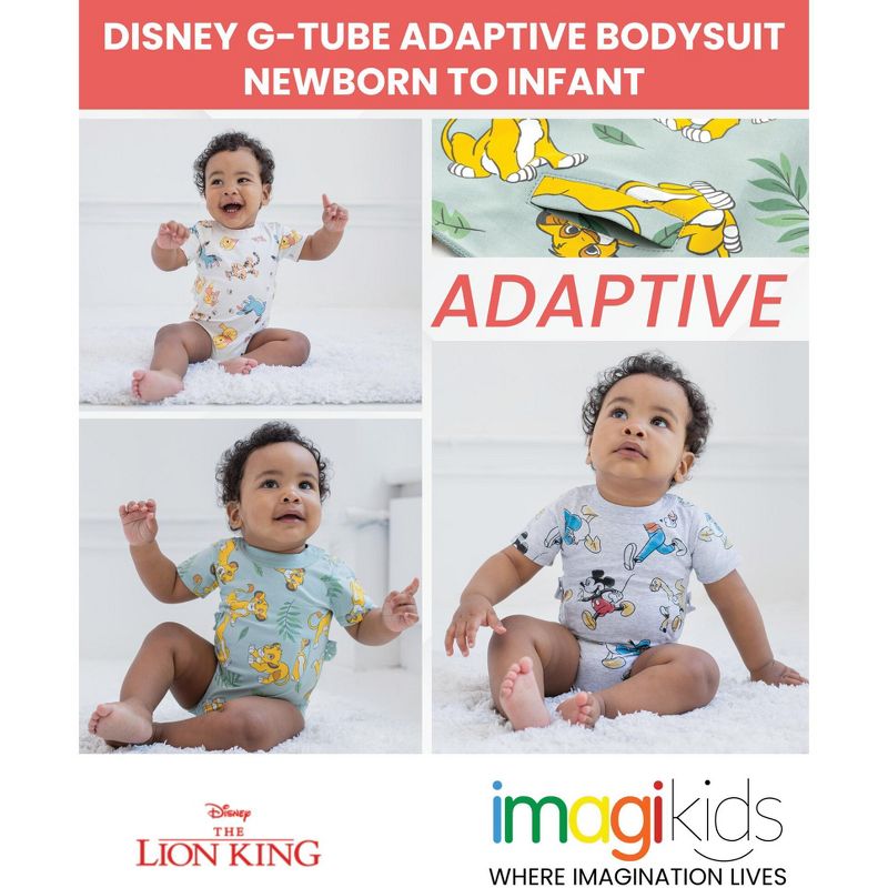 Disney G-Tube Adaptive Baby Bodysuit Mickey Mouse Lion King Winnie the Pooh Pluto Simba Piglet Newborn to Toddler, 2 of 8