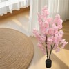 Artificial Cherry Blossom Tree, Pink Fake Flower Tree, Faux Floral Plant in Cement Pot,Artificial Handmade Blossom Trees for Office Home Porch - 4 of 4