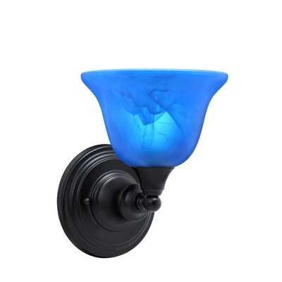 Toltec Lighting Any 1 - Light Sconce in  Matte Black with 7" Blue Italian Shade