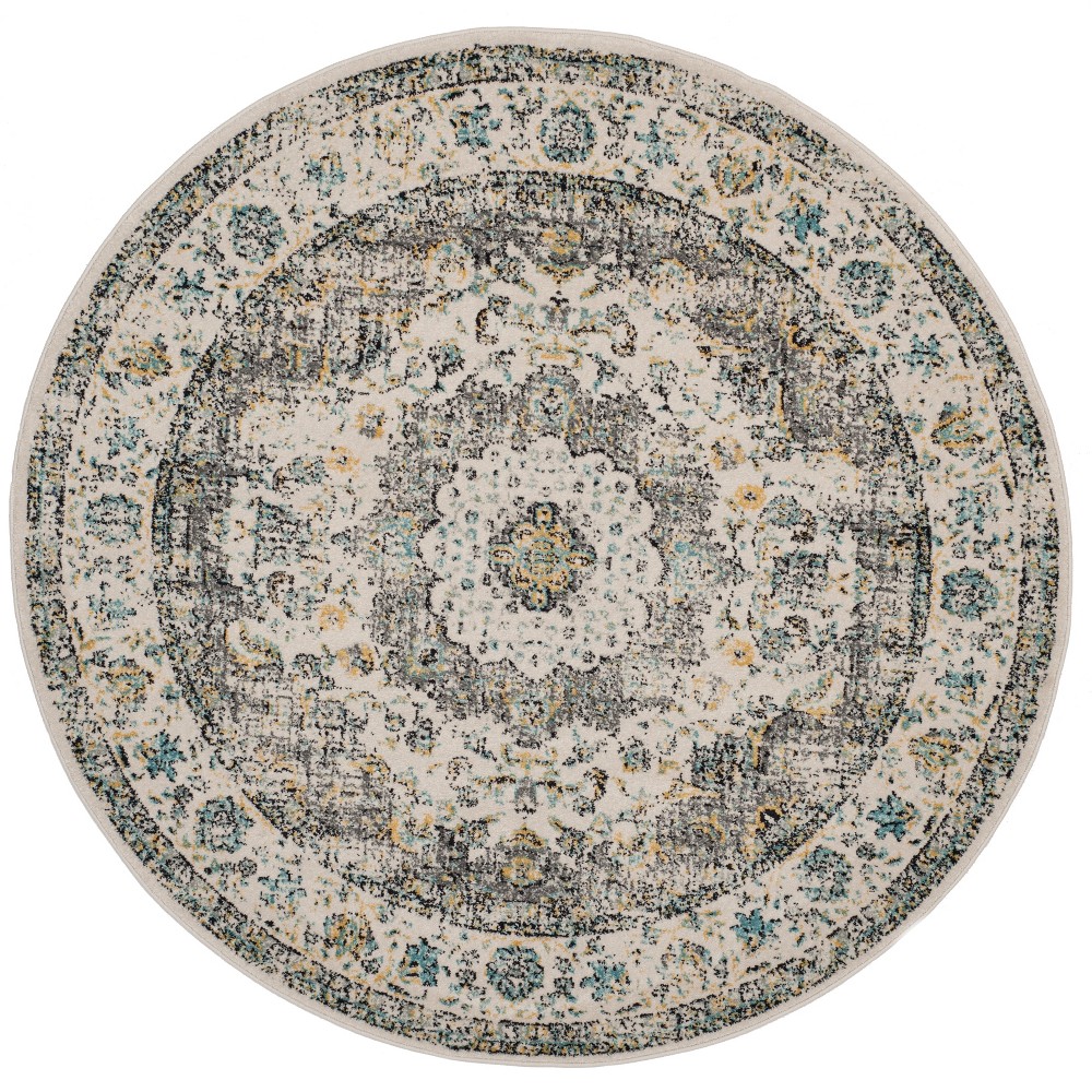 5'1 Round Loomed Medallion Area Rug Gray - Safavieh