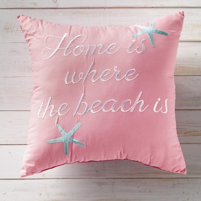 Lakeside Home is Where the Beach Is Nautical Driftwood Accent Pillow with Icons