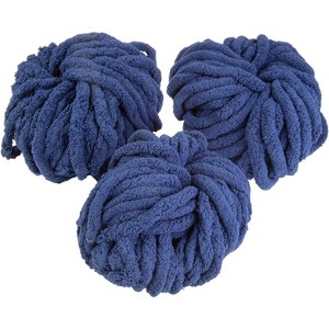 iDIY Chunky Yarn 3 Pack Skeins (72 Yards) Dark Blue - Fluffy Chenille Yarn Perfect for Blankets, Arm Knitting, Crocheting and DIY Crafts and Projects - 1 of 4