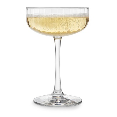 Libbey Paneled Clear Glass Coupe Cocktail Glasses, Set of 4