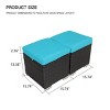 Outdoor Patio Wicker Rattan Storage Ottoman Set of 2 with Cushion,Garden Backyard Upholstered Footstool,Metal Footrest Side Table-Coolbibila - 3 of 4
