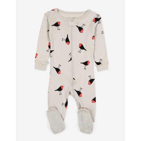 Leveret Baby Footed One Piece Pajamas Bird - Off-White Bird 12-18 Months