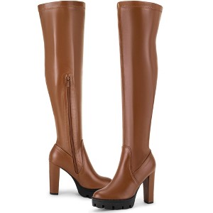 Perphy Women's Block Heels Over the Knee High Platform Boots - 1 of 4