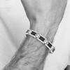 Black Bow Jewelry Men's 12mm Stainless Steel Carbon Fiber Link Bracelet, 9.25 Inch - 4 of 4
