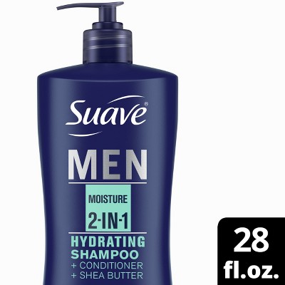 Suave Men Shampoo and Conditioner, Moisture, Deeply Moisturizing 2 in 1, Infused with Shea Butter 28 oz
