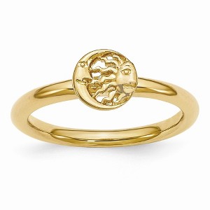 Black Bow Jewelry Gold Tone Plated Sterling Silver Stackable 7mm Sun/Moon Ring - 1 of 4