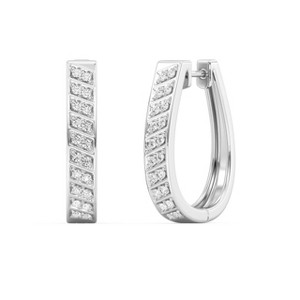 GILDED Lab-Grown Diamond Hoop Earrings for Women, Sterling Silver Hinged Hoops – Elegant Jewelry Gift box included - 1 of 4