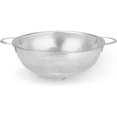 Colander Stainless Steel 3-Quart, Metal Strainer with Base, Strainer for Kitchen Food, Dishwasher Safe